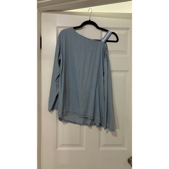 👕 Dear John Chambray Off-Shoulder Long Sleeve Top - Size S 👕 - Picture 2 of 4
